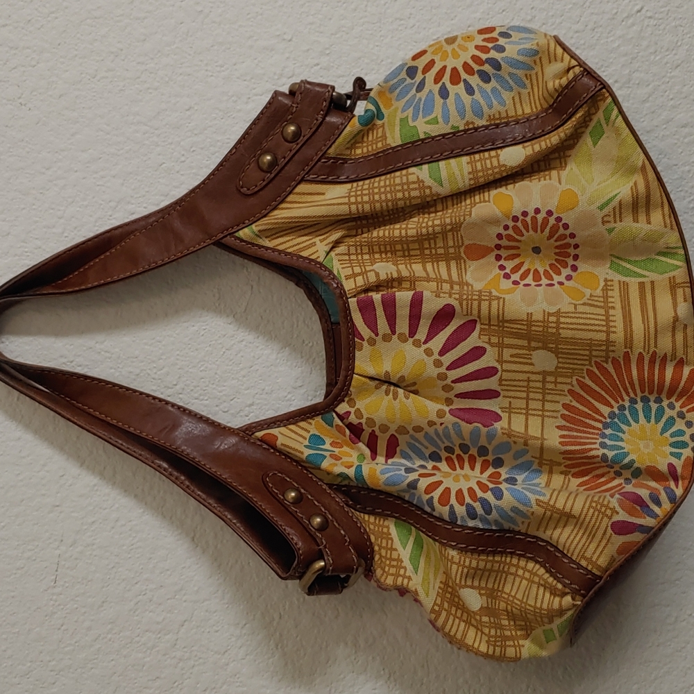 Fossil floral and Eco leather satchel. Great condition!